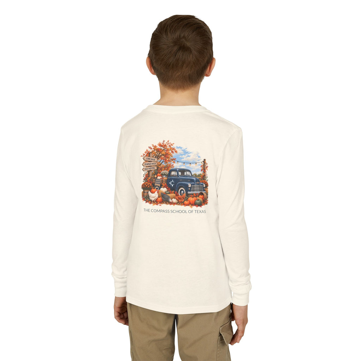 Youth Long Sleeve Tee – The Compass School of Texas Vintage Holiday Car Design