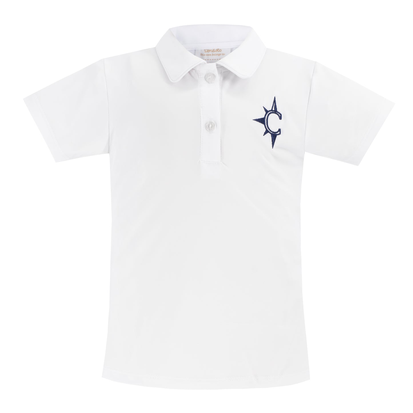Girl's Polo Shirt White Short Sleeve with Compass Logo
