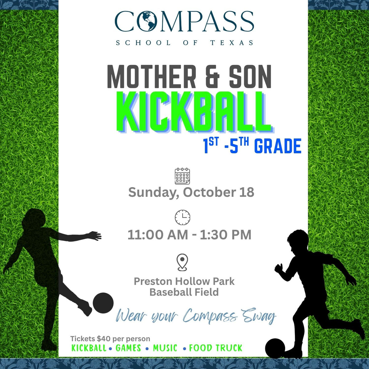 Mother son kickball - 1st through 5th grade