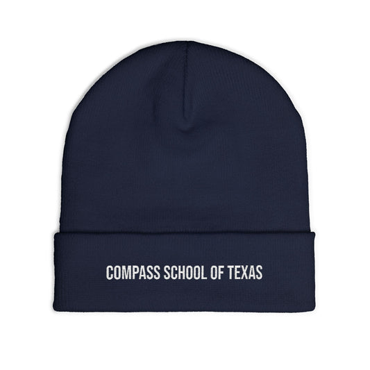 Knit Beanie with Embroidery, Compass School of Texas