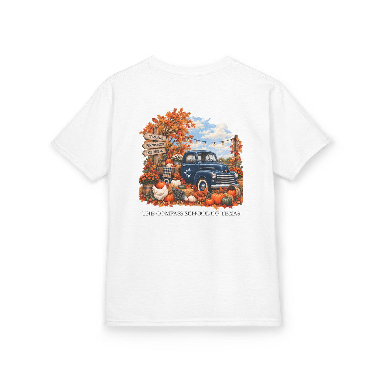 Kids Fall Festival Vintage Truck T‑Shirt — "The Compass School of Texas"