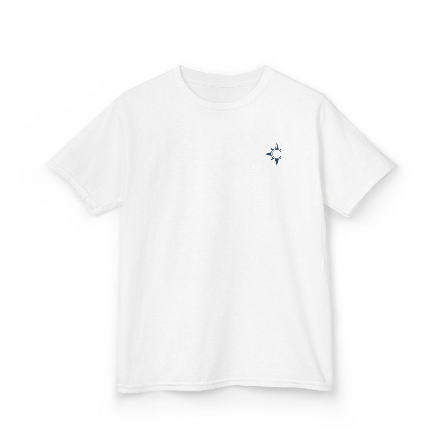 Kids Tee — Nautical Compass Flag Graphic (Blue)