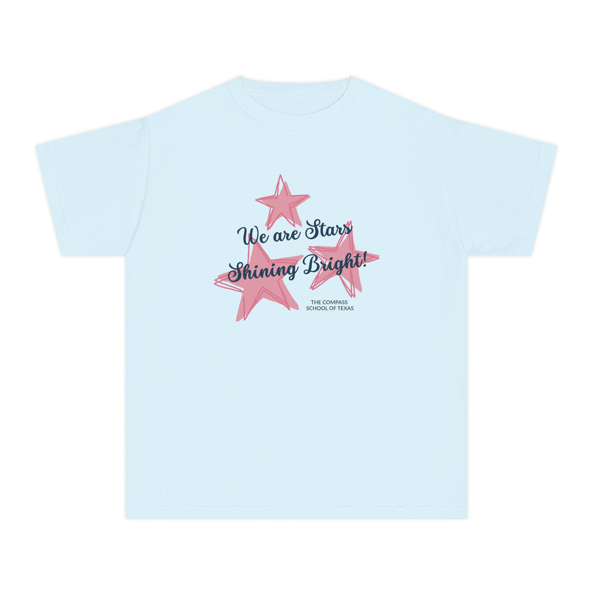 Youth Tee — "We Are Stars Shining Bright" Pink Stars Graphic