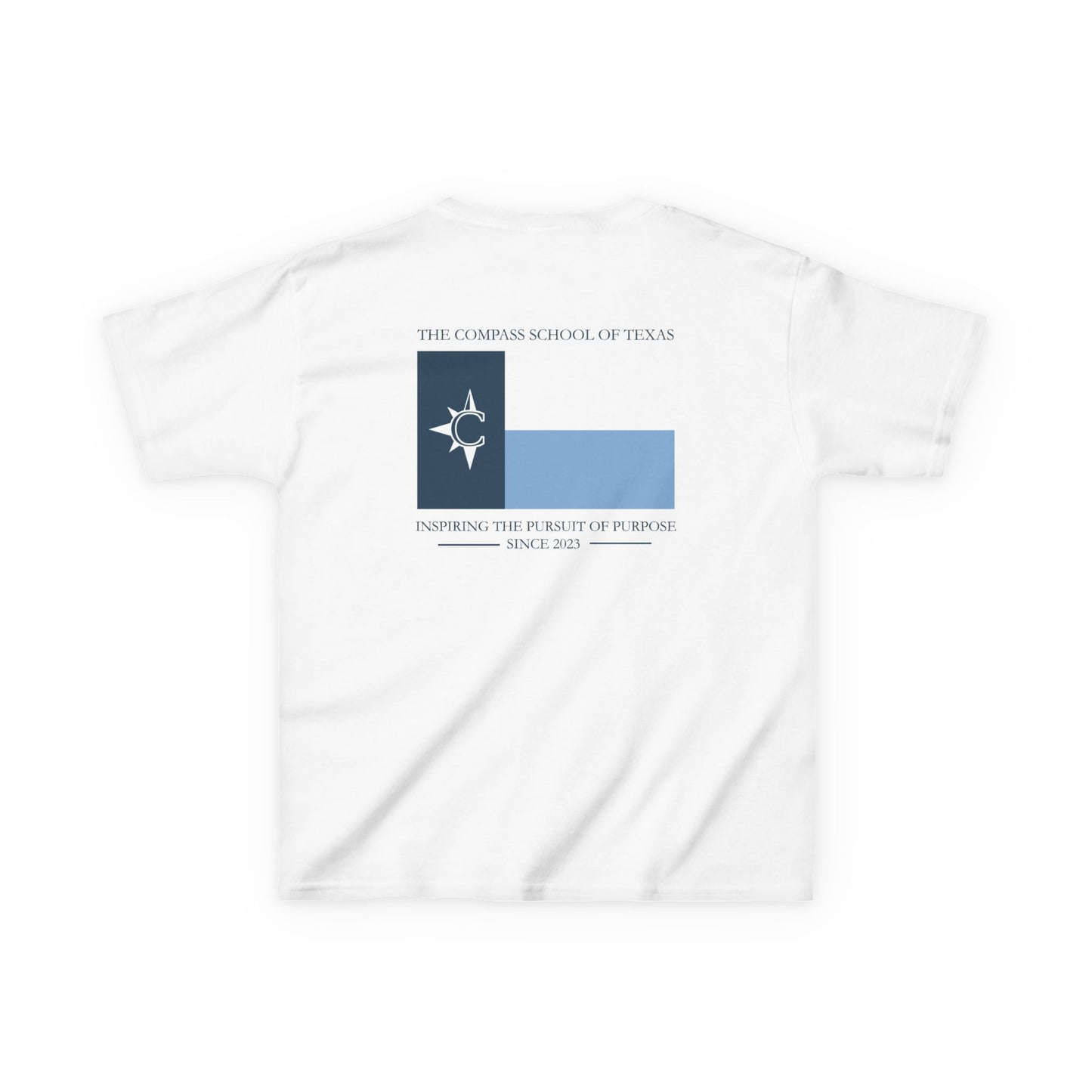 Kids Tee — Nautical Compass Flag Graphic (Blue)