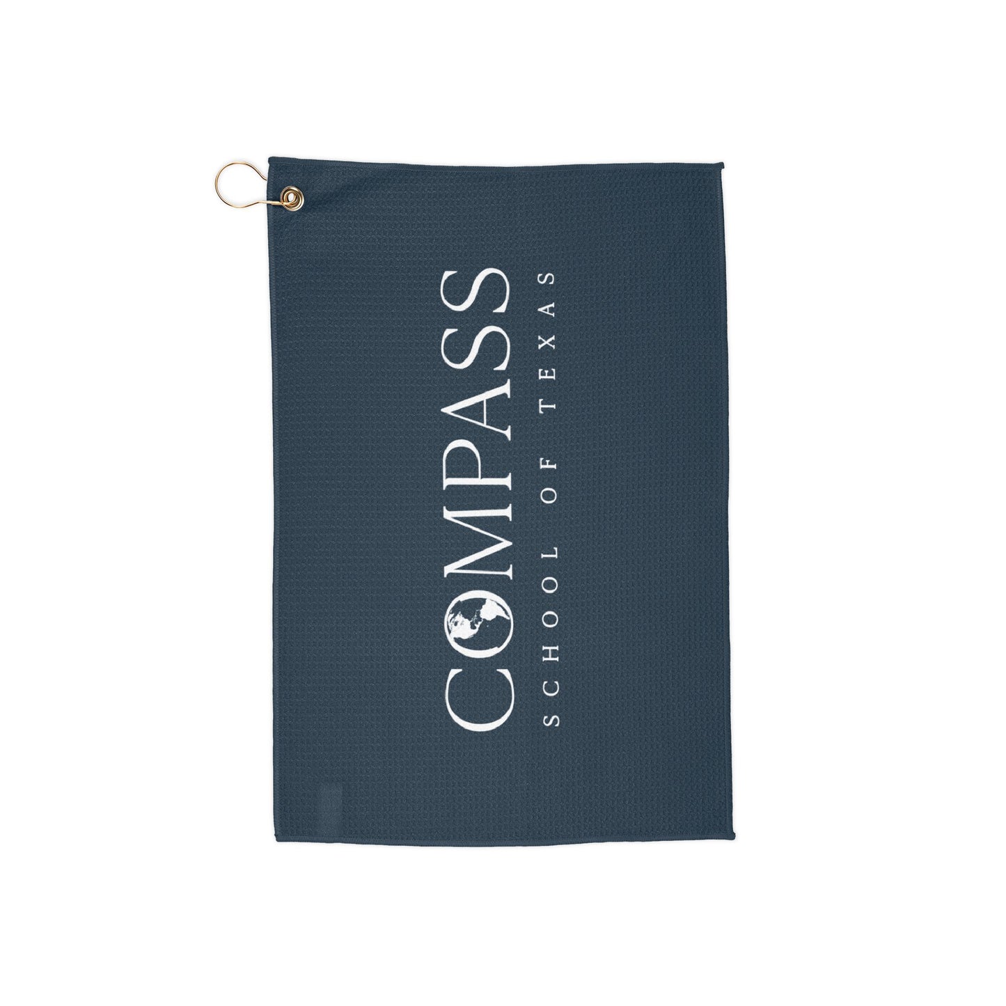 Compass School of Texas Golf Towel — Embroidered Logo Club Towel with Grommet & Clip