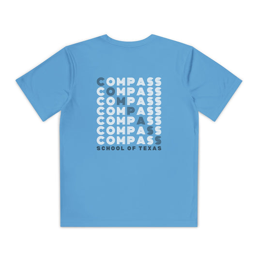 Compass School of Texas Youth T-Shirt — Repeating Logo Graphic Tee