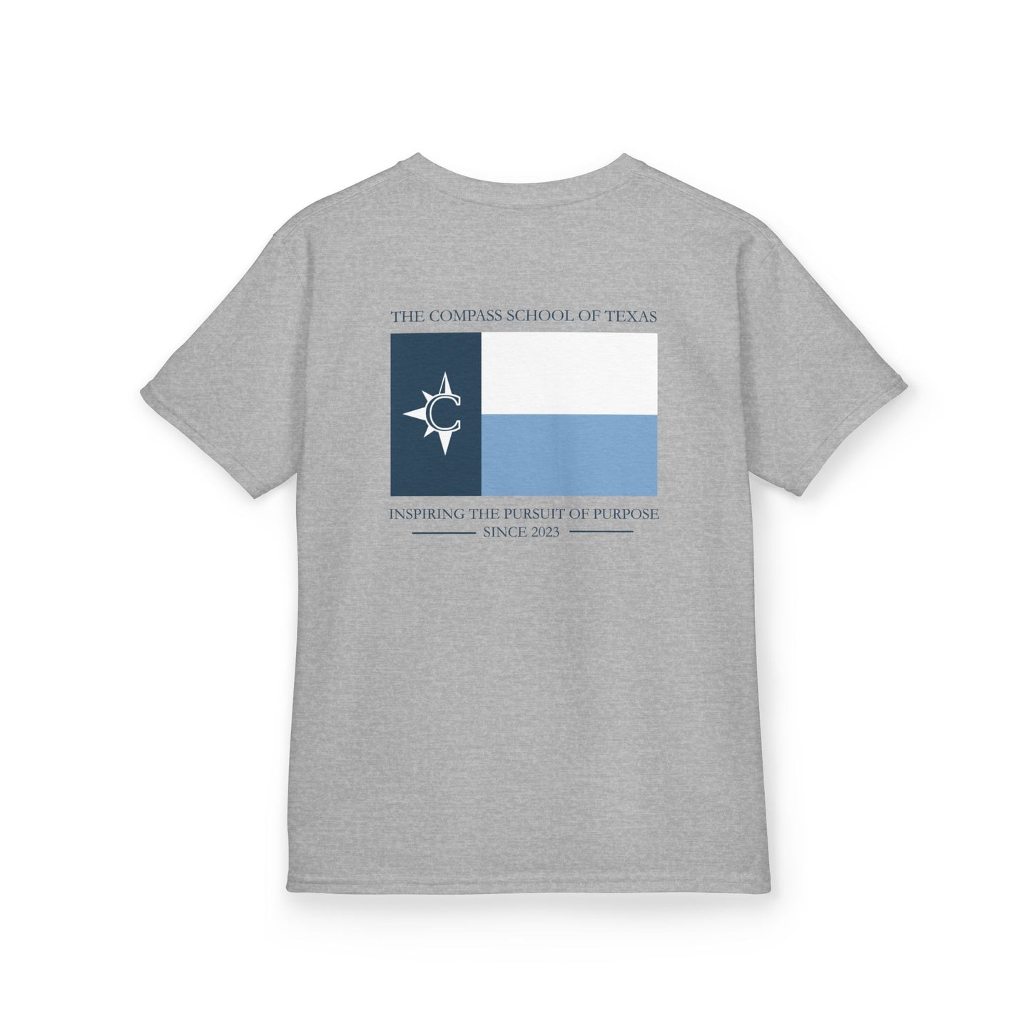 Kids Tee — Nautical Compass Flag Graphic (Blue)