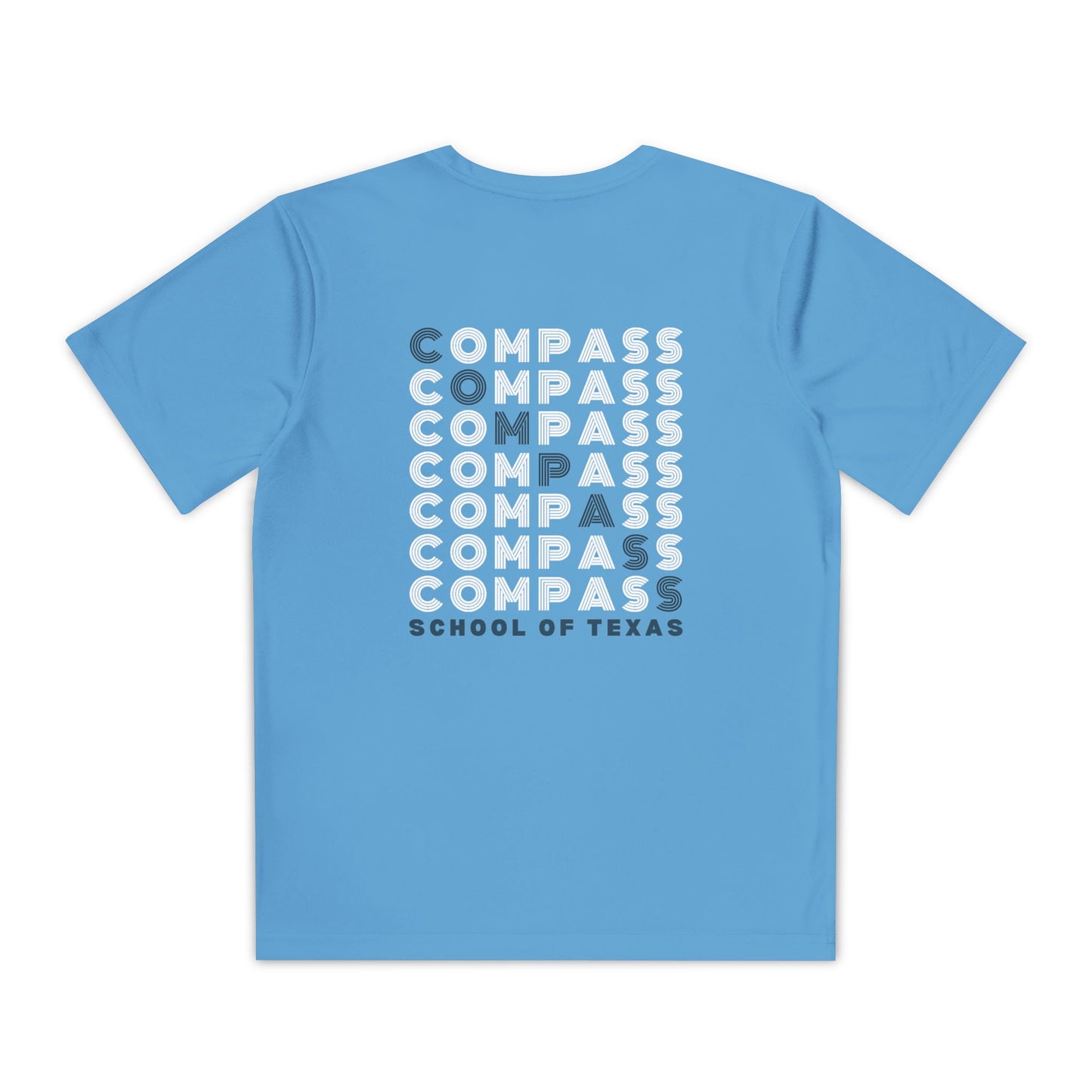Compass School of Texas Youth T-Shirt — Repeating Logo Graphic Tee