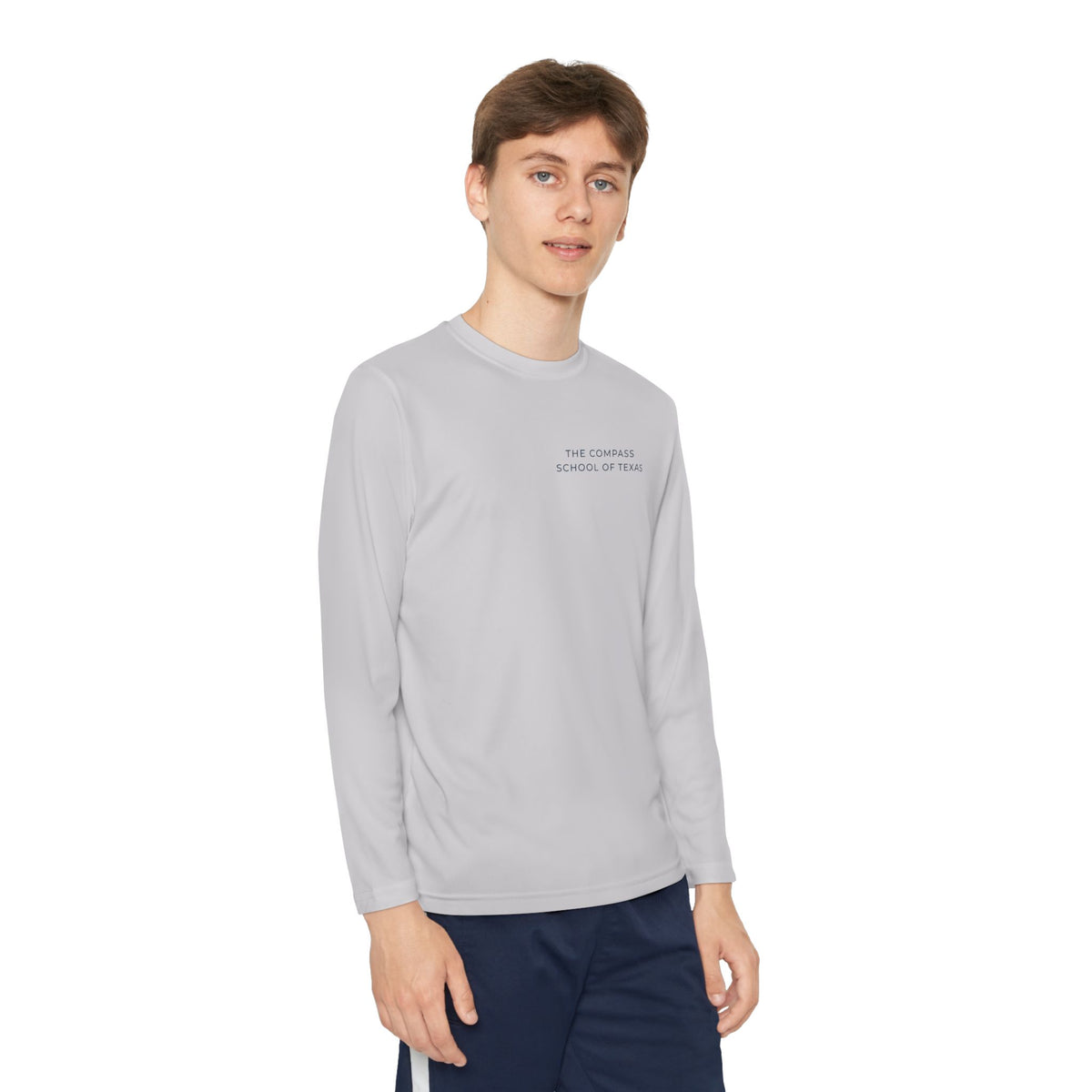 Youth Long Sleeve Athletic Tee — Compass School of Texas Logo