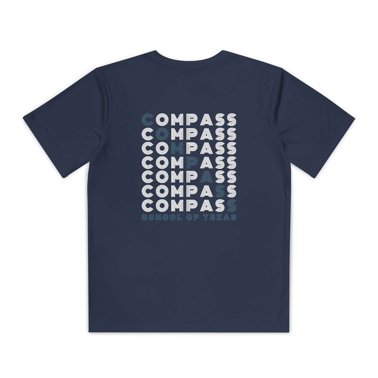 Compass School of Texas Youth T-Shirt — Repeating Logo Graphic Tee