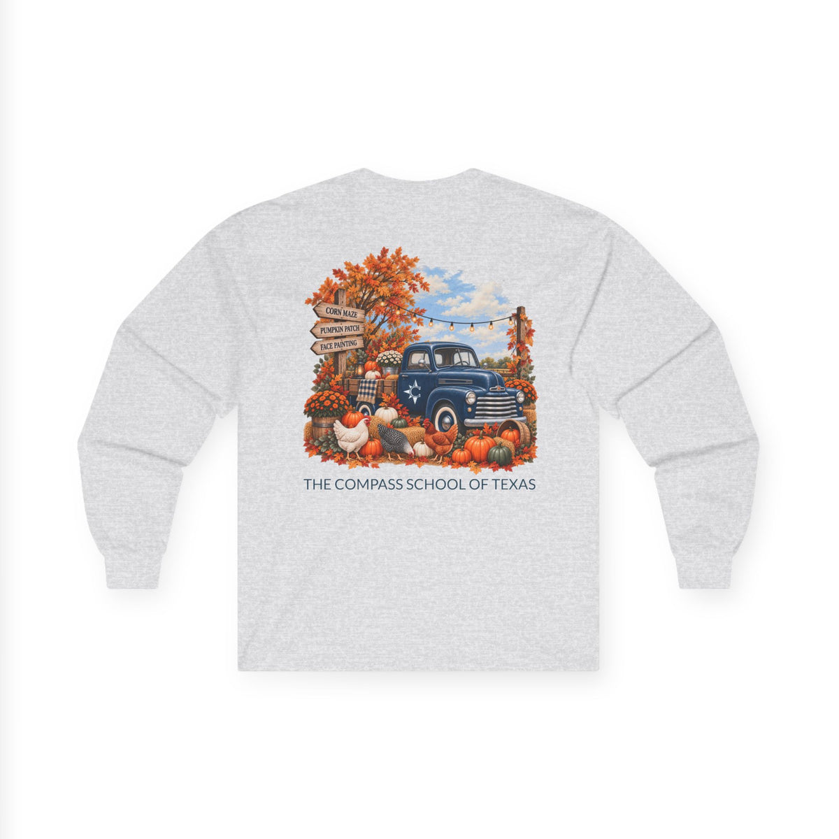The Compass School of Texas Vintage Truck Long Sleeve Tee- Adult