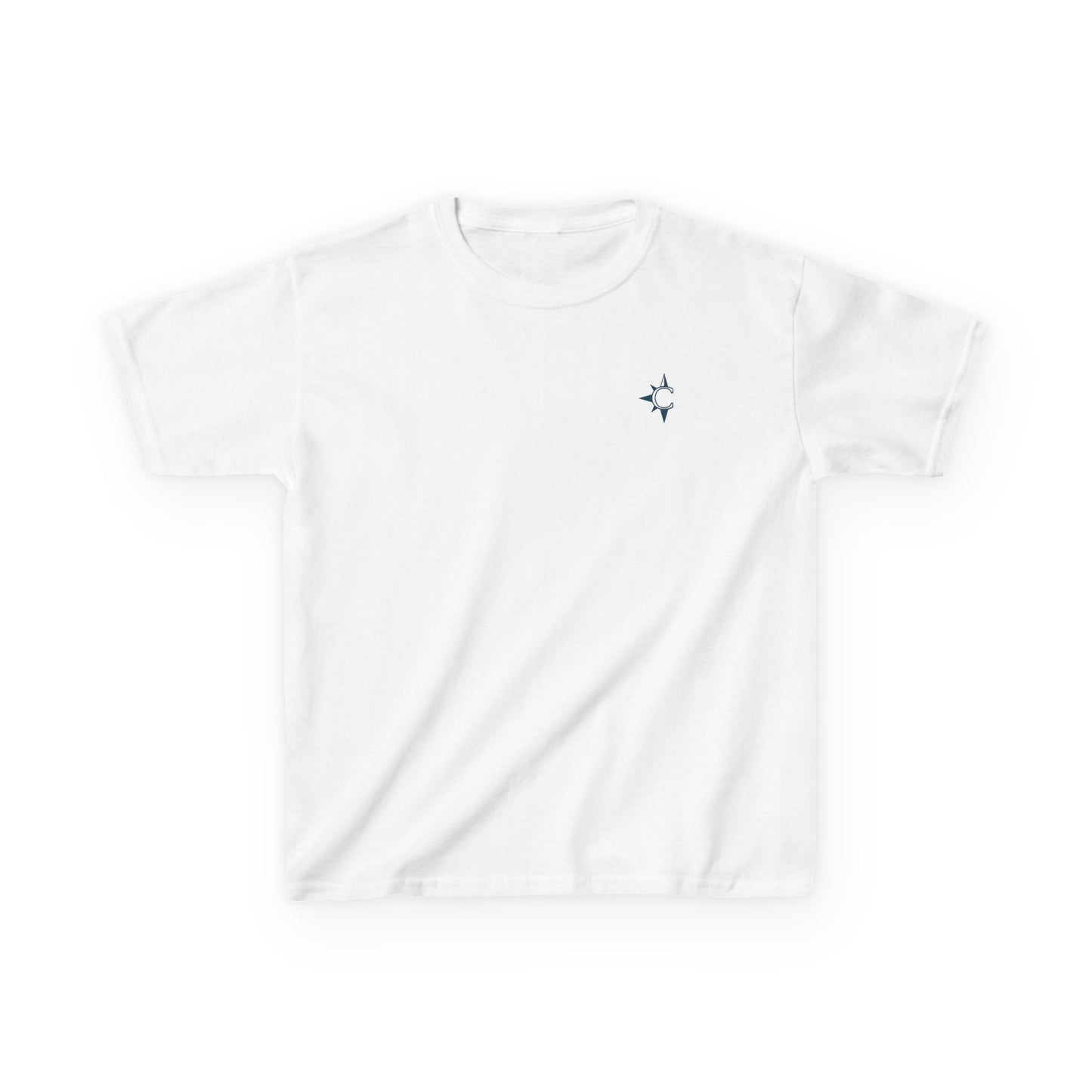 Kids Tee — Nautical Compass Flag Graphic (Blue)