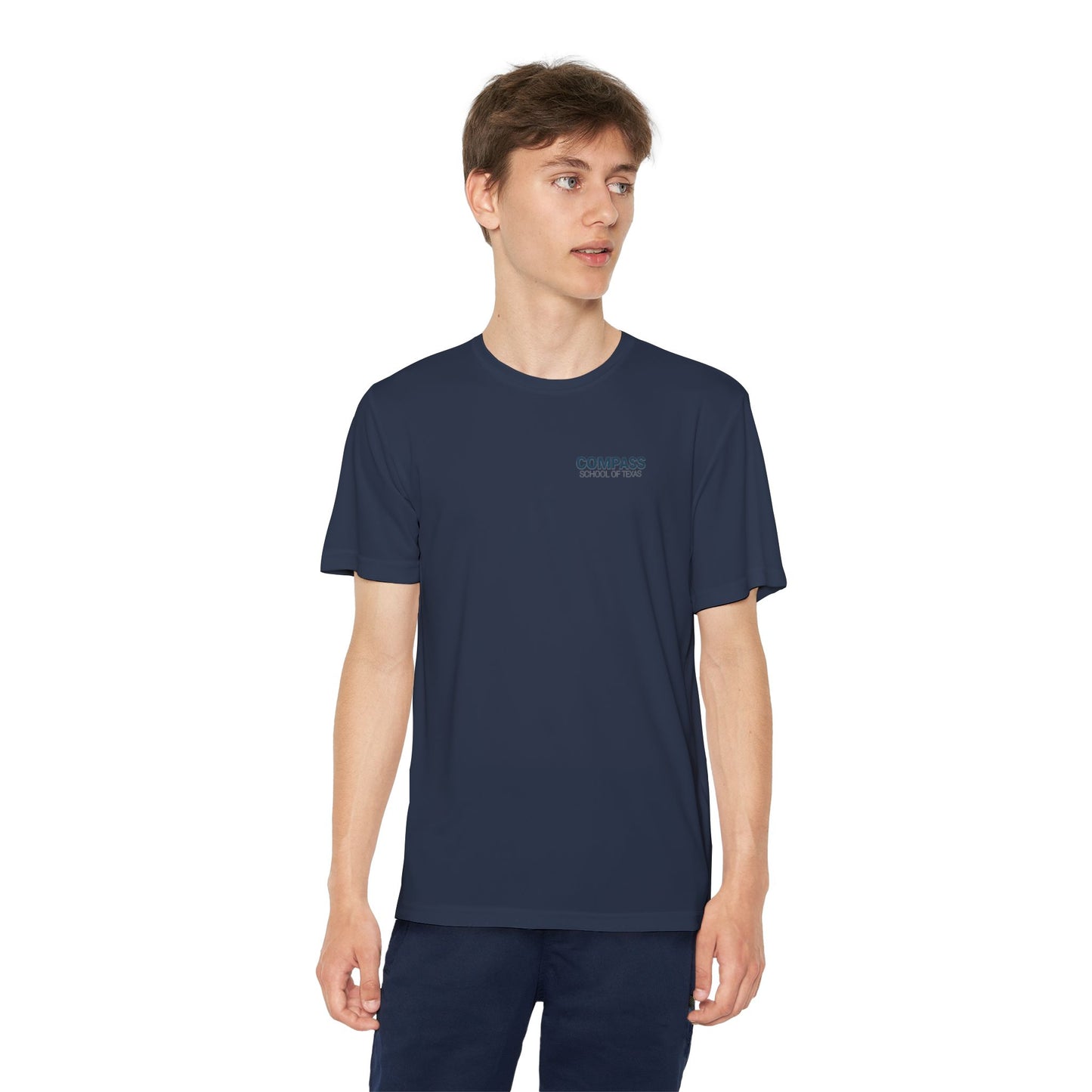 Compass School of Texas Youth T-Shirt — Repeating Logo Graphic Tee