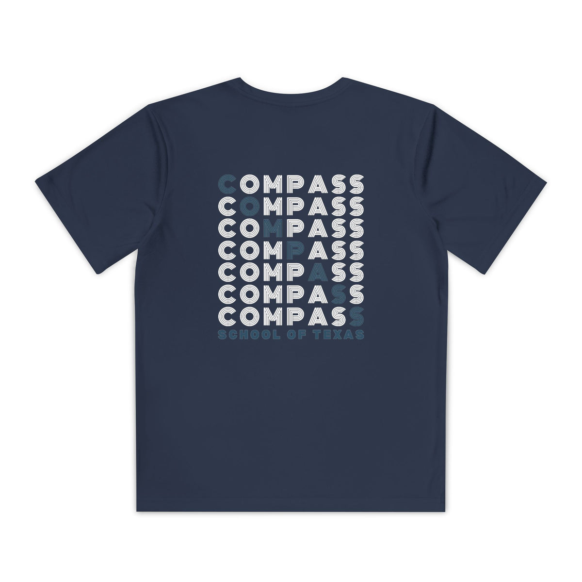 Compass School of Texas Youth T-Shirt — Repeating Logo Graphic Tee