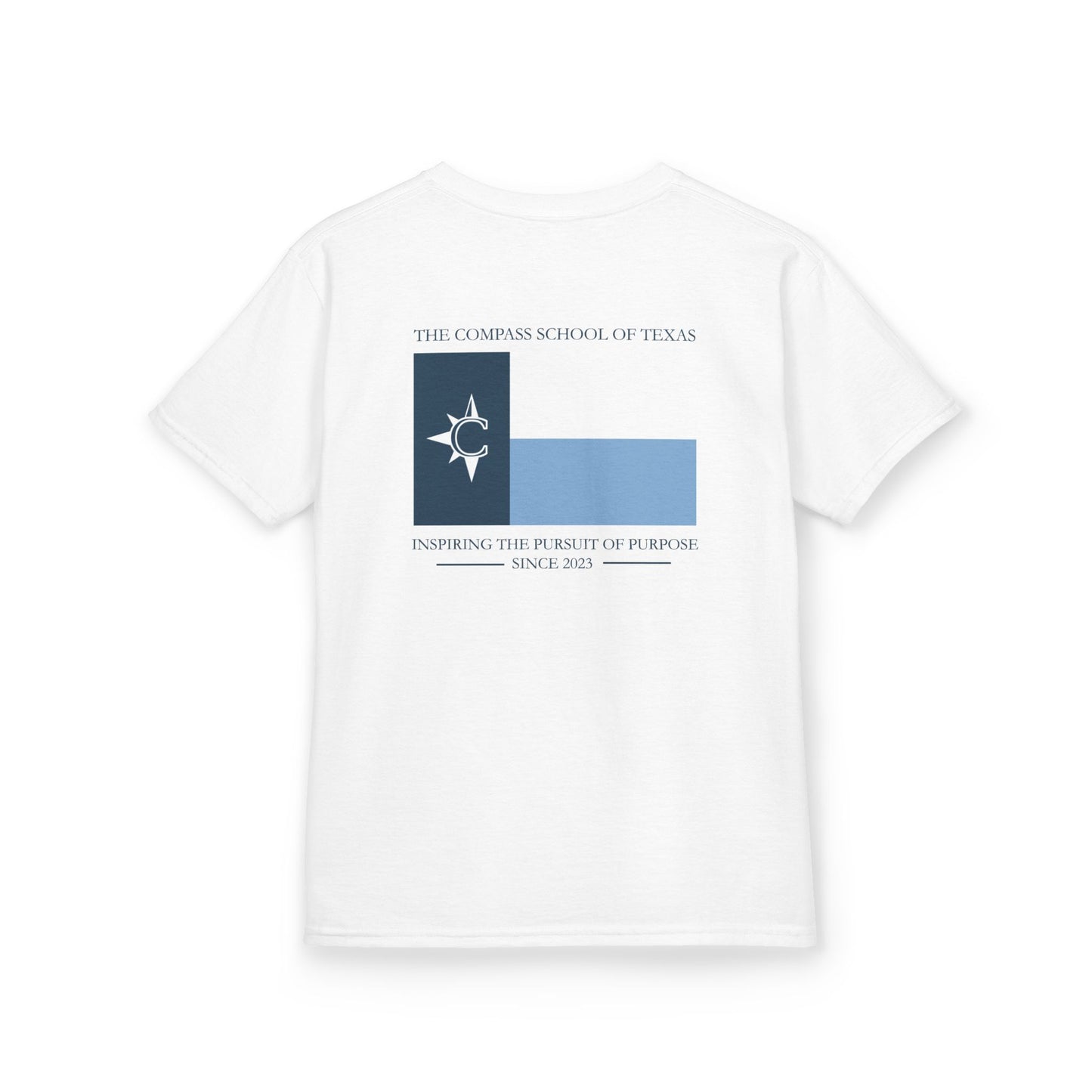 Kids Tee — Nautical Compass Flag Graphic (Blue)
