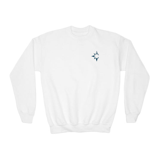 Youth Crewneck Sweatshirt with Compass Values Design