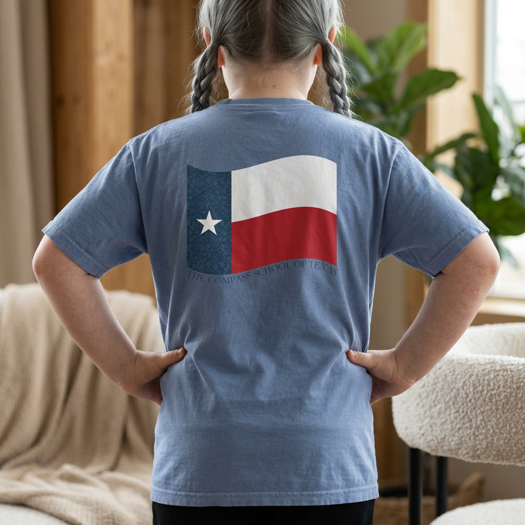 Youth Tee — Texas Flag Vintage Graphic (The Compass School of Texas)