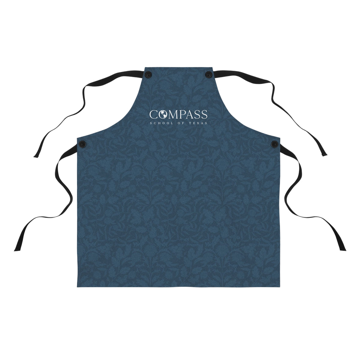 Compass School of Texas Logo Apron — Blue All-Over-Print Cooking Apron