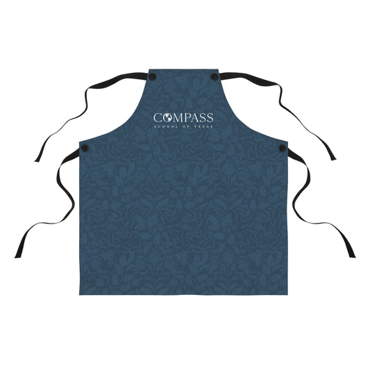 Compass School of Texas Logo Apron — Blue All-Over-Print Cooking Apron