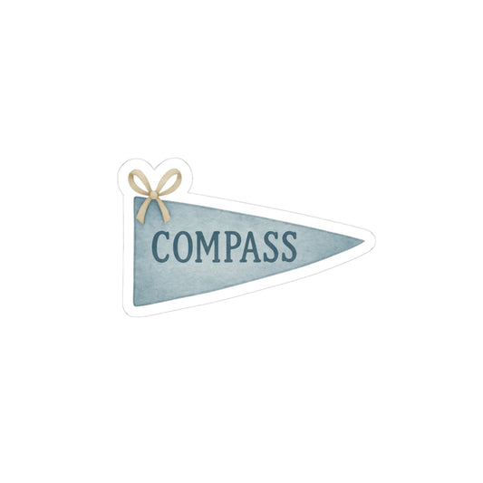 Compass Pennant Sticker — Vintage Blue Kiss-Cut Decal
