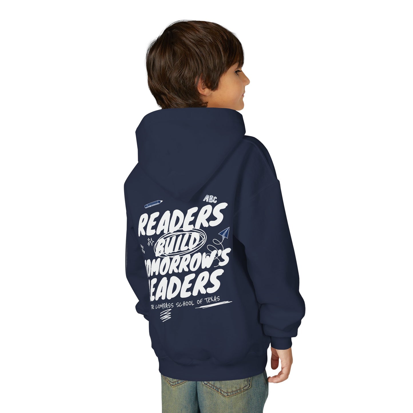 Youth Hoodie — "Readers Build Tomorrow's Leaders" School Pride Sweatshirt