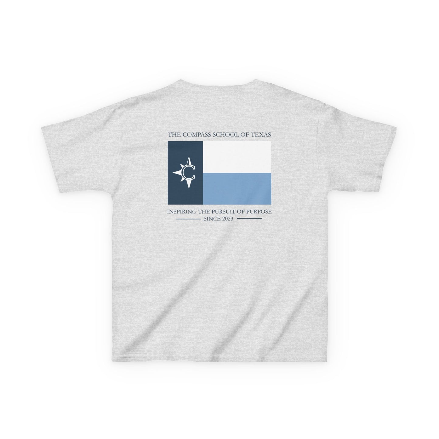 Kids Tee — Nautical Compass Flag Graphic (Blue)