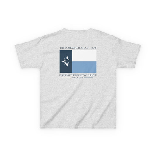 Kids Tee — Nautical Compass Flag Graphic (Blue)