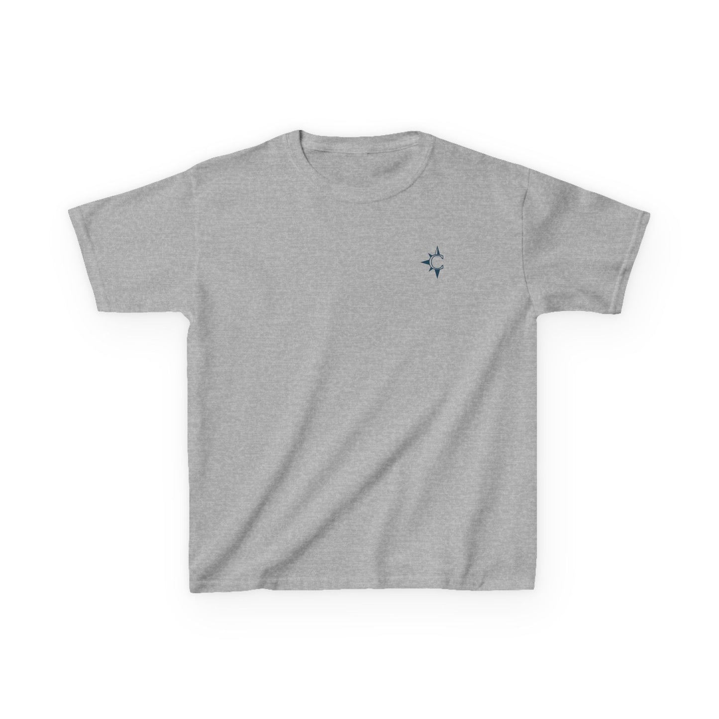 Kids Tee — Nautical Compass Flag Graphic (Blue)