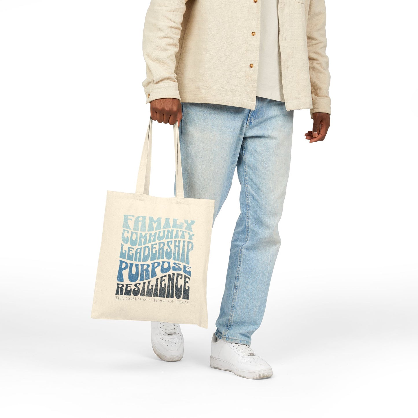 Cotton Canvas Tote Bag, Compass Values