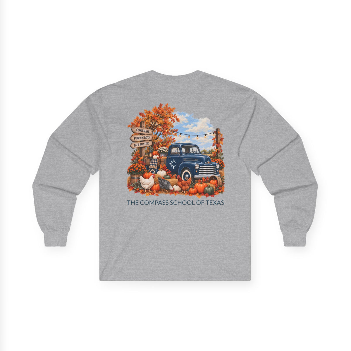 The Compass School of Texas Vintage Truck Long Sleeve Tee- Adult