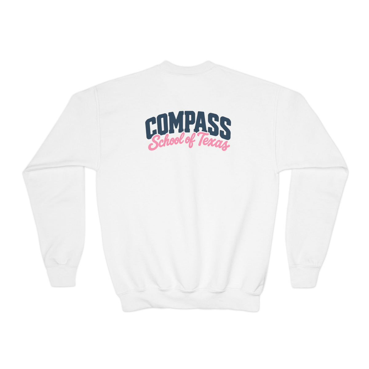 Youth Crewneck Sweatshirt- Pink and Navy Compass School of Texas