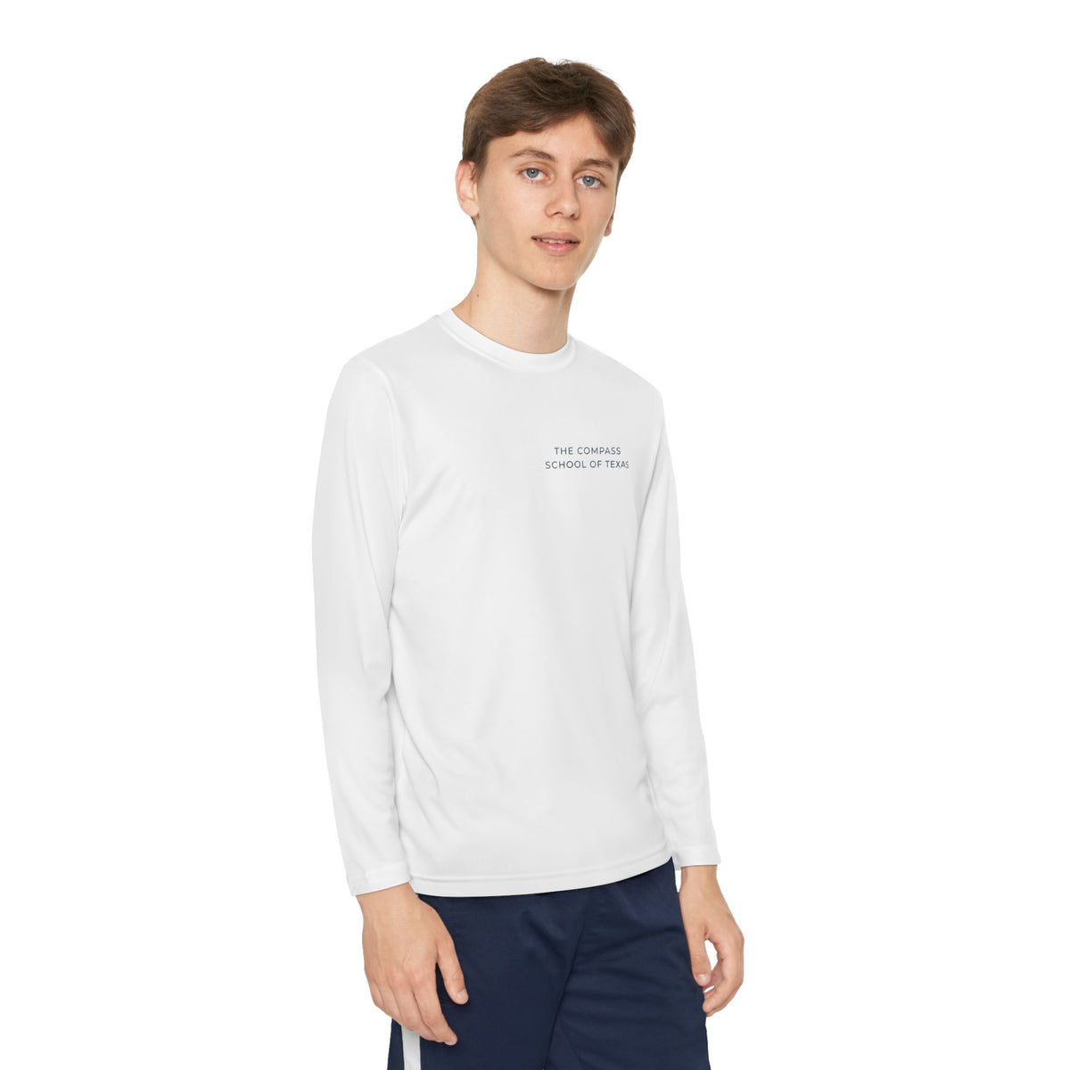 Youth Long Sleeve Athletic Tee — Compass School of Texas Logo