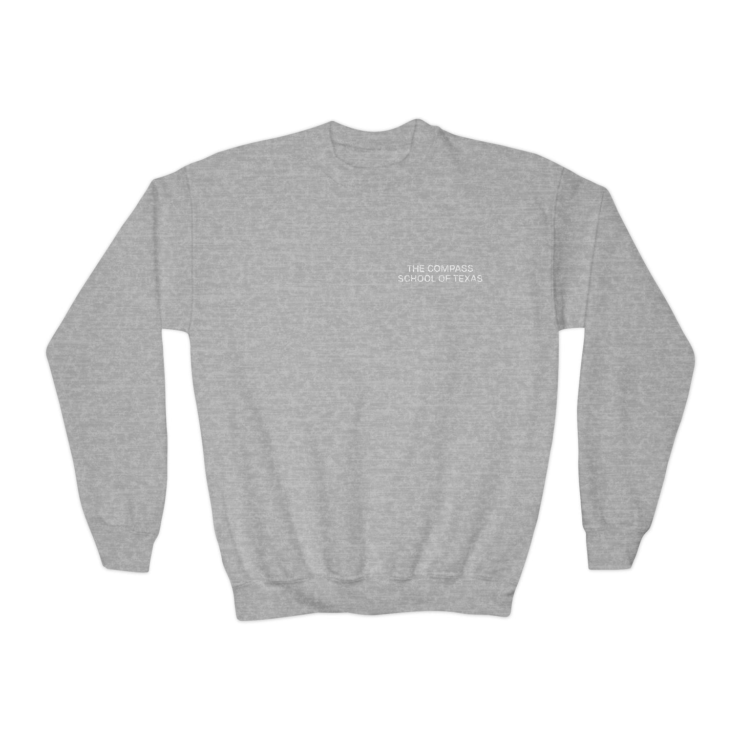 Youth Crewneck Sweatshirt - Minimal Tiny Text White