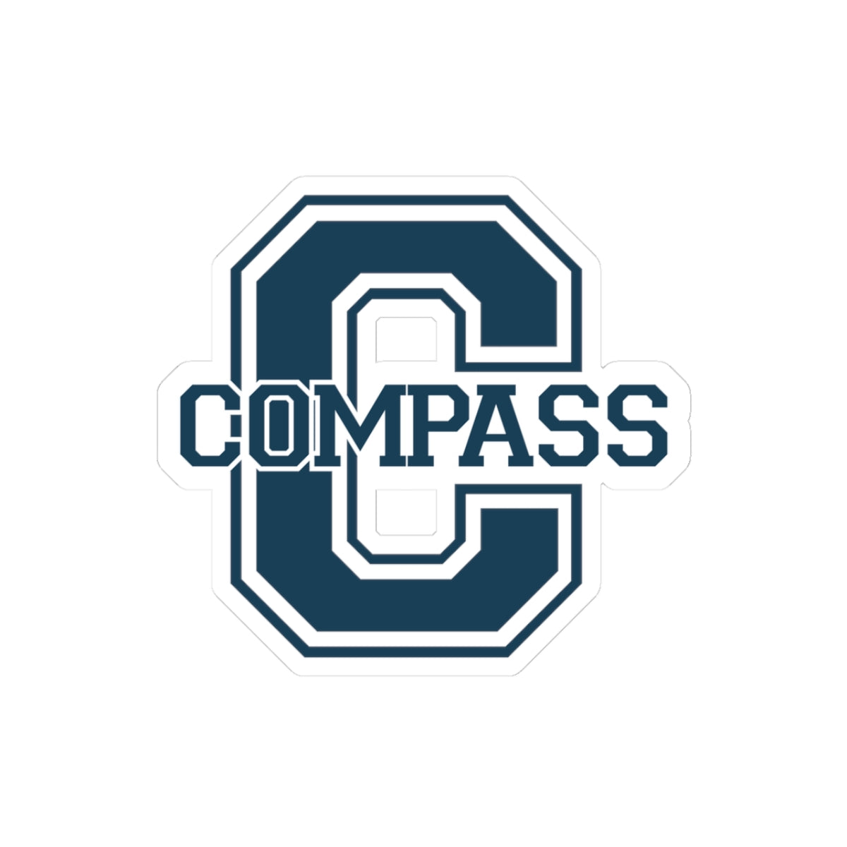 Compass C Letter Sticker — Varsity Monogram Kiss-Cut Decal