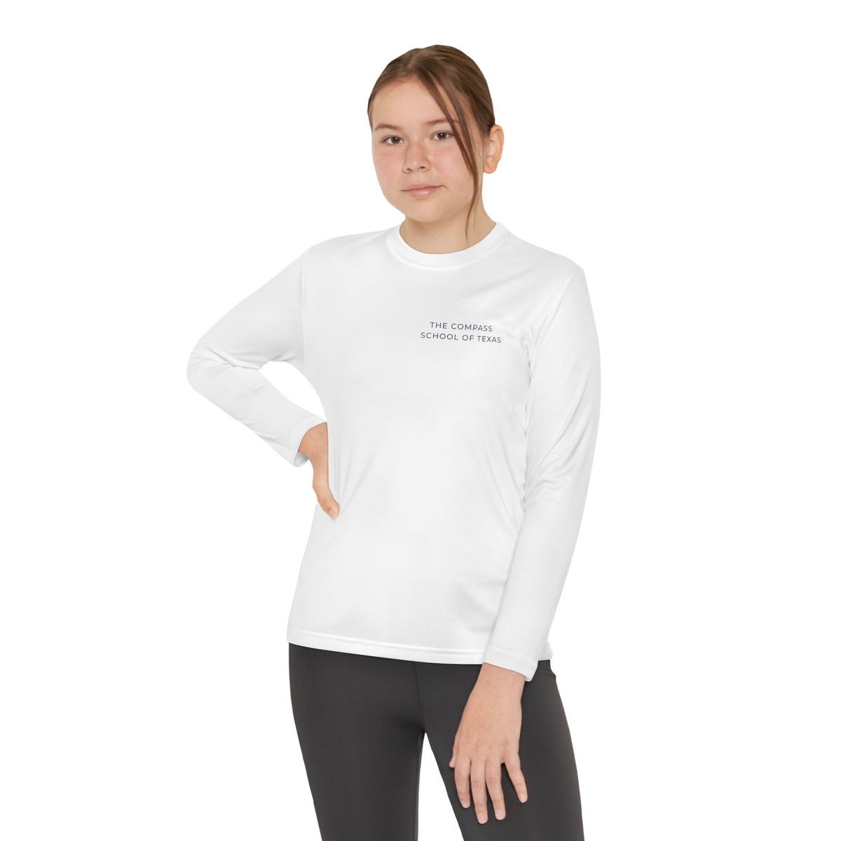 Youth Long Sleeve Athletic Tee — Compass School of Texas Logo