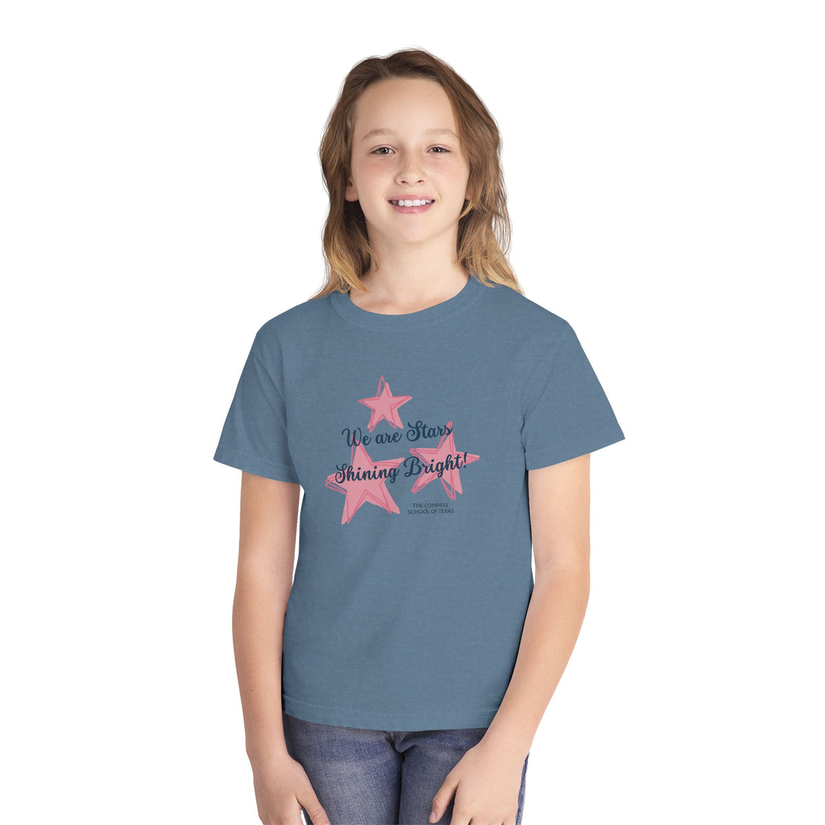 Youth Tee — "We Are Stars Shining Bright" Pink Stars Graphic