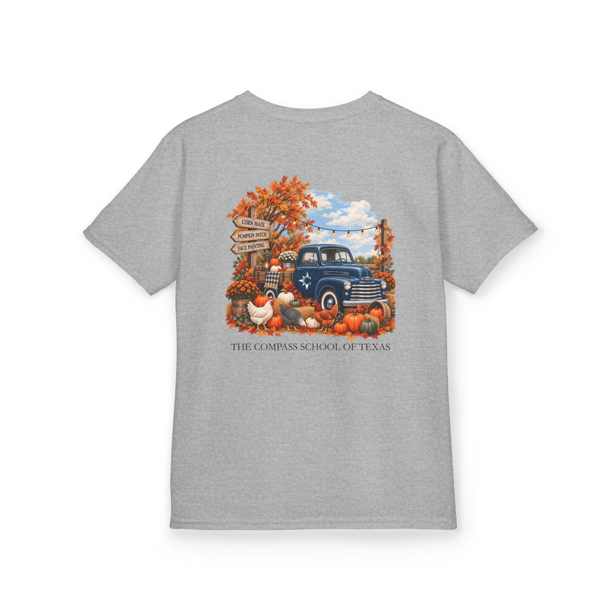 Kids Fall Festival Vintage Truck T‑Shirt — "The Compass School of Texas"