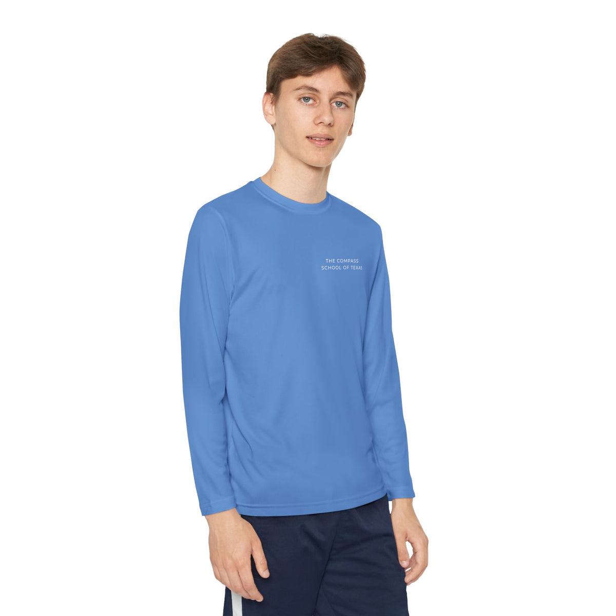 Youth Long Sleeve Athletic Tee — Compass School of Texas Logo