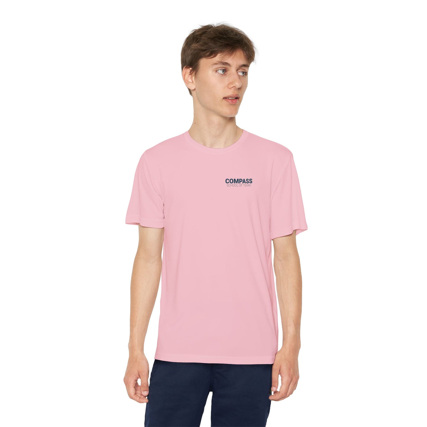 Compass School of Texas Youth T-Shirt — Repeating Logo Graphic Tee