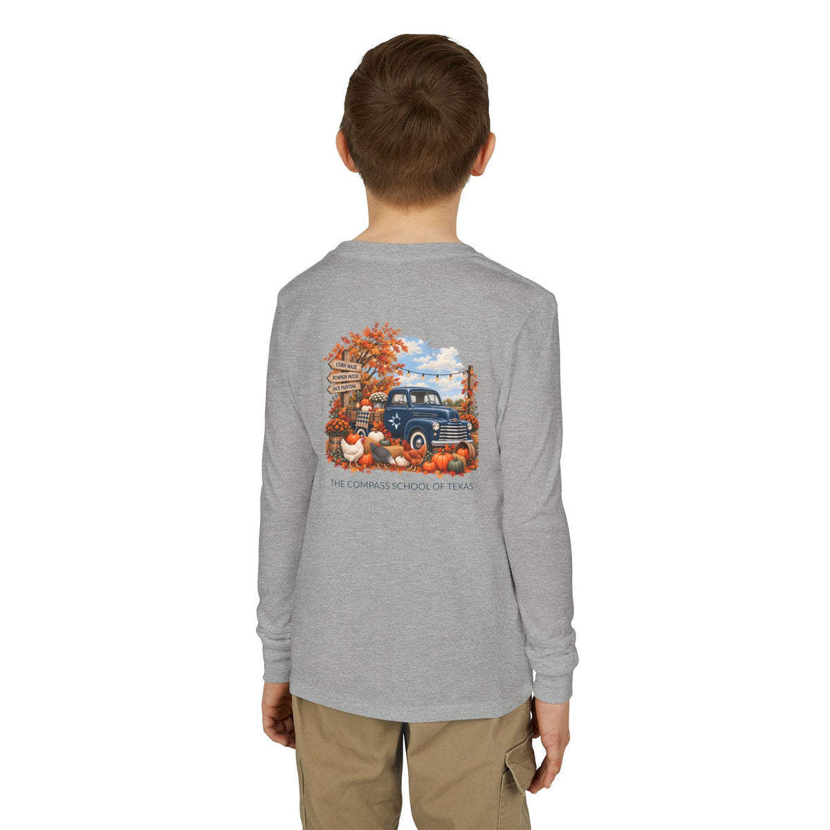 Youth Long Sleeve Tee – The Compass School of Texas Vintage Holiday Car Design