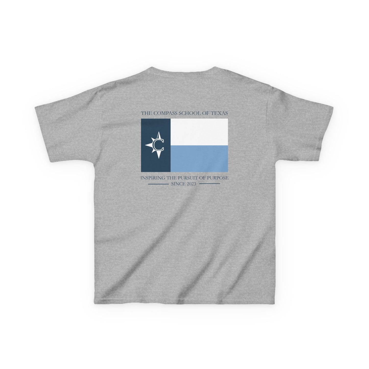 Kids Tee — Nautical Compass Flag Graphic (Blue)