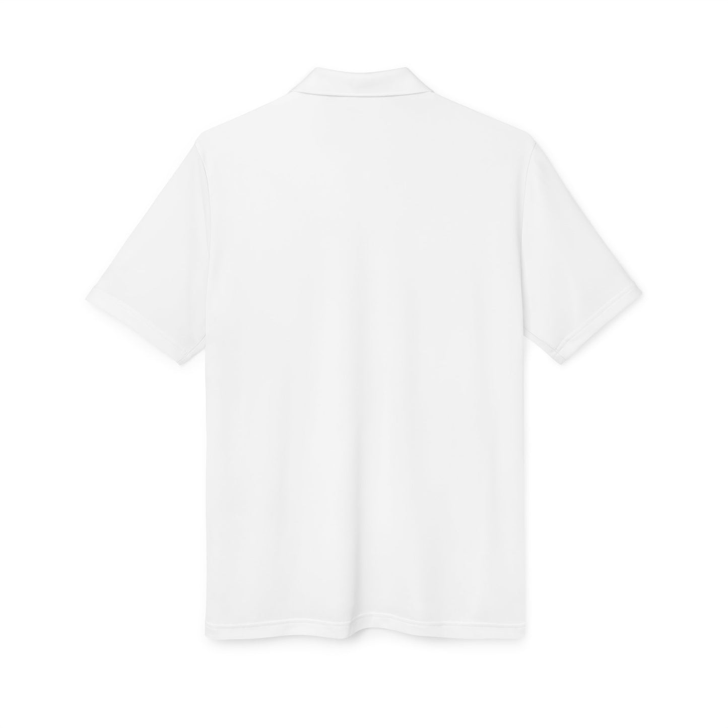Embroidered Star Polo Shirt — White Performance Golf Polo