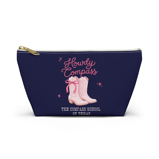 Howdy Compass Accessory Pouch — T‑Bottom Cosmetic Bag
