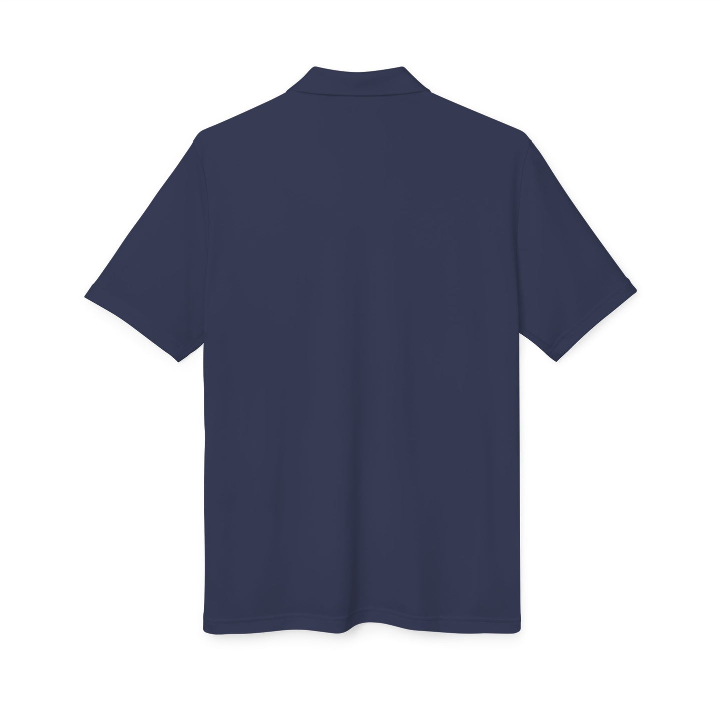 Navy Performance Polo — Small Compass Star Chest Logo