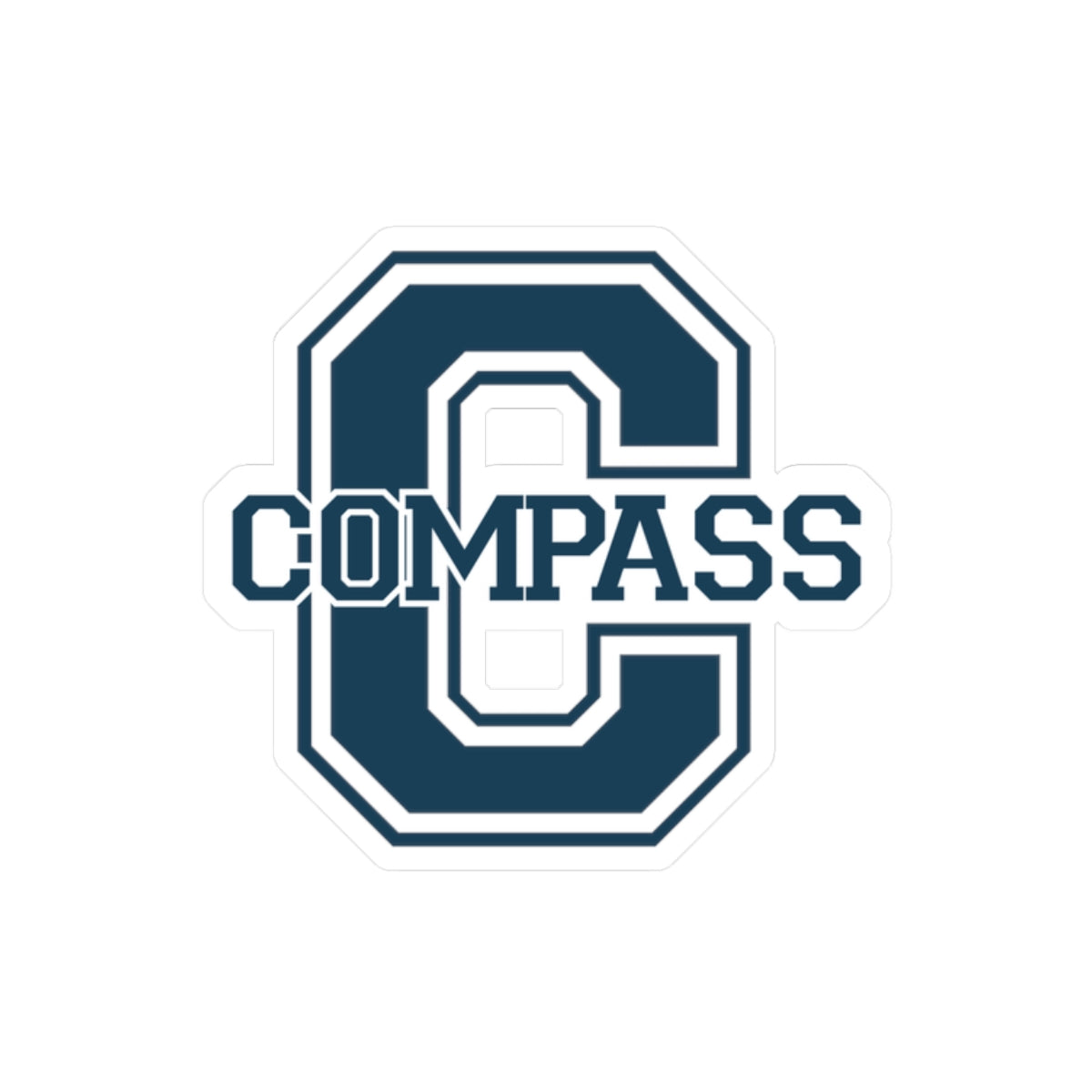 Compass C Letter Sticker — Varsity Monogram Kiss-Cut Decal