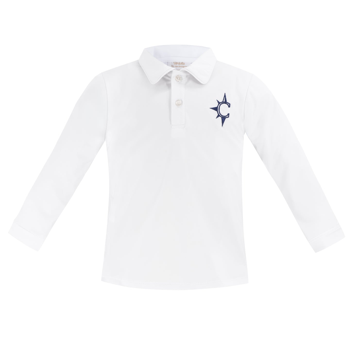 Long Sleeve Polo Shirt - White With Compass Logo