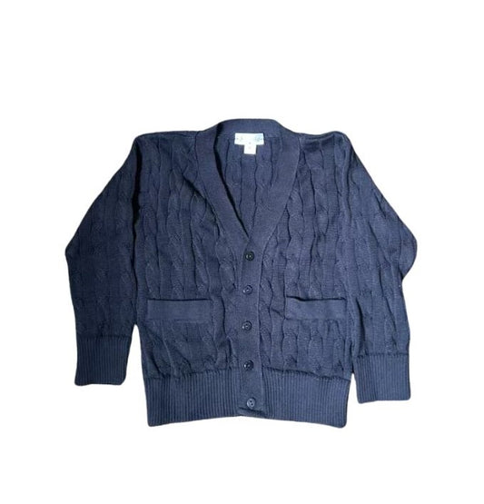 Girls' Navy Button-Up Cardigan